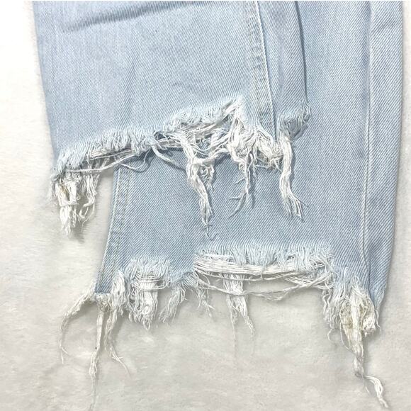 We The Free Jeans Maggie Mid Rise 26 Light Wash Straight Distressed Button Fly - Picture 10 of 16